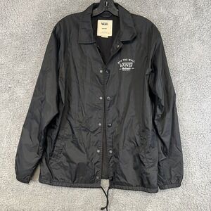 Vans Off the Wall Jacket Men's Size M‎ Black Snap Button Windbreaker Lightweight